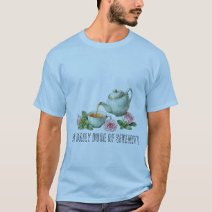 Cosy Pink Tea Cup with Daisies and Eucalyptus - Wa T-Shirt