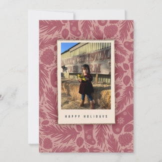 Cosy Pink Vintage Floral Pattern Holiday Card