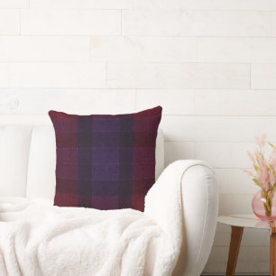 Cosy Plaid Burgundy Maroon Purple Cushion