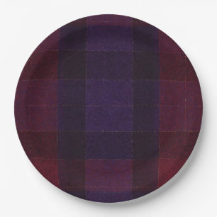 Cosy Plaid Burgundy Maroon Purple Paper Plate