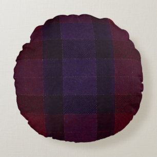 Cosy Plaid Burgundy Maroon Purple Round Cushion