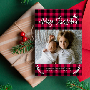 Cosy Plaid Pattern Christmas Photo Holiday Card