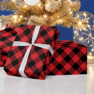 Cosy Plaid   Red and Black Buffalo Plaid Wrapping Paper