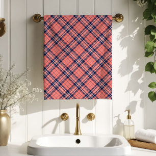Cosy Plaid Towel Coral Navy Birthday Surprise