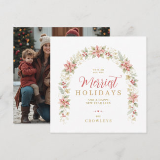 Cosy Poinsettia Garland Arch Botanical Photo TMF26 Holiday Card