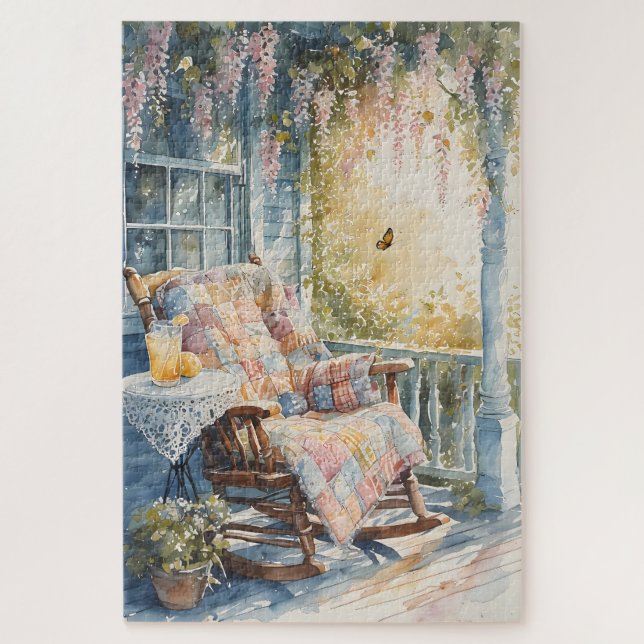 Cosy Porch with Quilt and Lemonade Charm Jigsaw Puzzle (Vertical)
