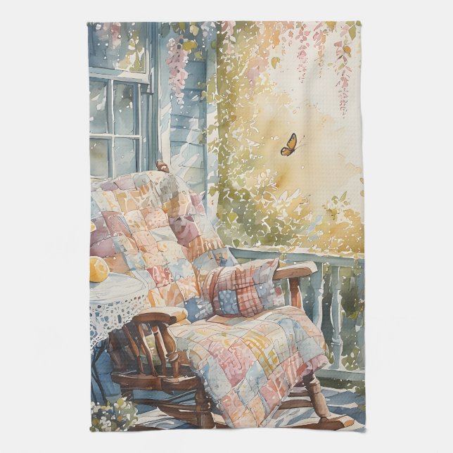 Cosy Porch with Quilt and Lemonade Charm Tea Towel (Vertical)