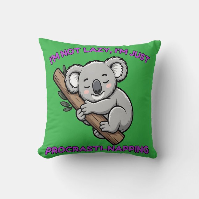 Cosy Procrasti-napping Koala Bear Cushion (Front)