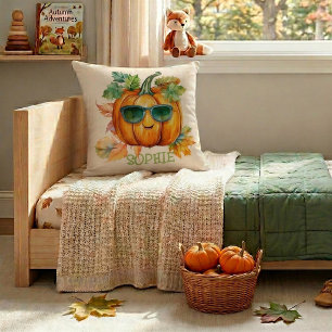 Cosy Pumpkin Autumn Personalised Throw Pillow