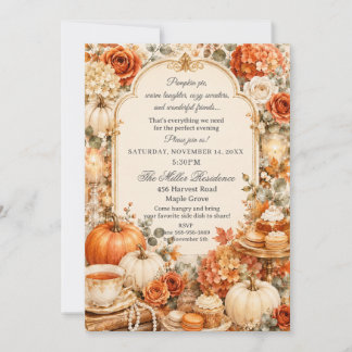 Cosy Pumpkin Harvest Friendsgiving Thanksgiving Invitation