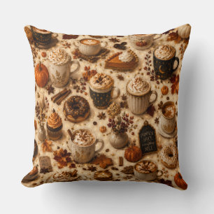 Cosy Pumpkin Spice Coffee Mug Autumn Fall Latte Cushion