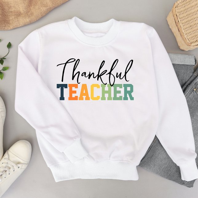 Cosy Pumpkin Thankful Teacher Sweatshirtt for Fall Sweatshirt (Creator Uploaded)
