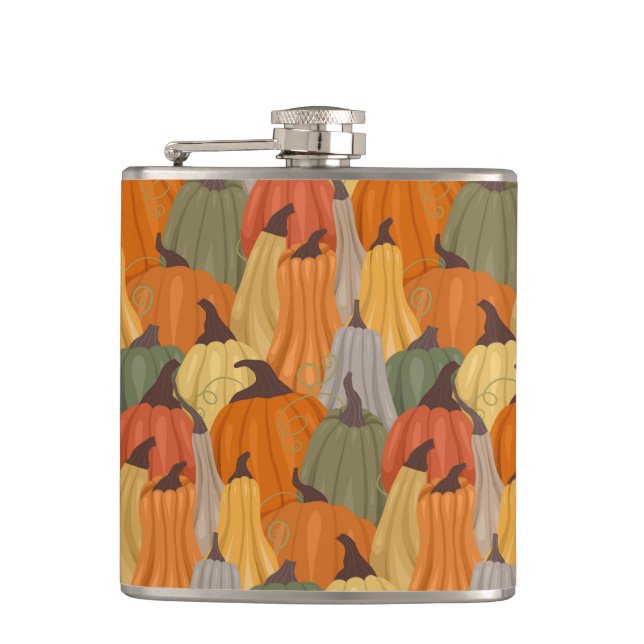 Cosy pumpkins hip flask (Front)