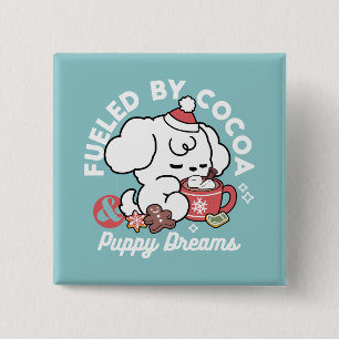 Cosy Puppy Dreams – Hot Chocolate and Christmas 15 Cm Square Badge