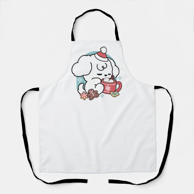 Cosy Puppy Dreams – Hot Chocolate and Christmas Apron (Front)