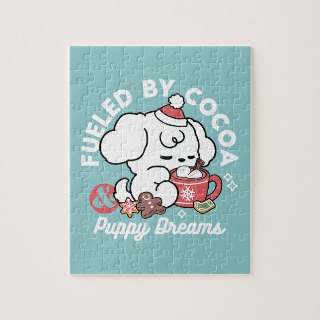 Cosy Puppy Dreams – Hot Chocolate and Christmas Jigsaw Puzzle (Vertical)