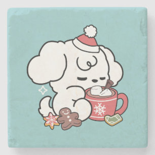 Cosy Puppy Dreams – Hot Chocolate and Christmas Stone Coaster
