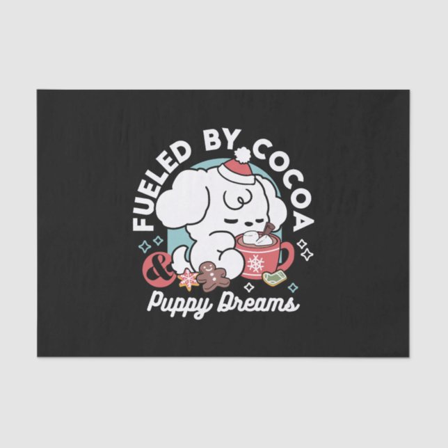 Cosy Puppy Dreams – Hot Chocolate and Christmas Tissue Paper (Front)