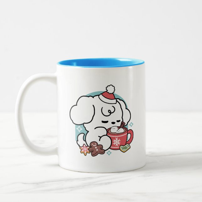 Cosy Puppy Dreams – Hot Chocolate and Christmas Two-Tone Coffee Mug (Left)