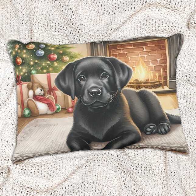 Cosy Puppy Labrador Retriever Christmas Dog  Decorative Cushion (Creator Uploaded)