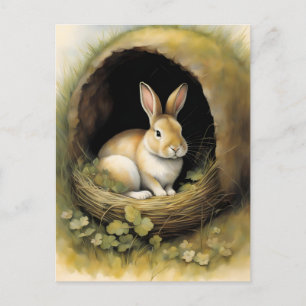 Cosy Rabbit in its Burrow Postcard