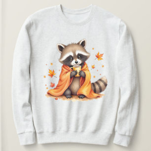 Cosy Racoon in a Blanket Drinking Coffee weather Sweatshirt