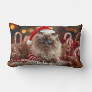 Cosy Ragdoll Cat Christmas Personalised Lumbar Cushion