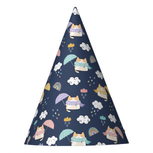 Cosy Rainy Day Pattern Party Hat