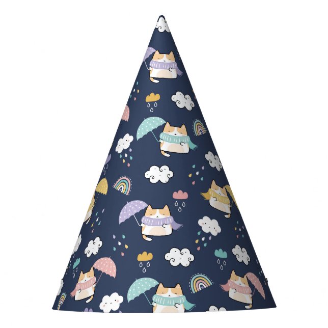 Cosy Rainy Day Pattern Party Hat (Front)