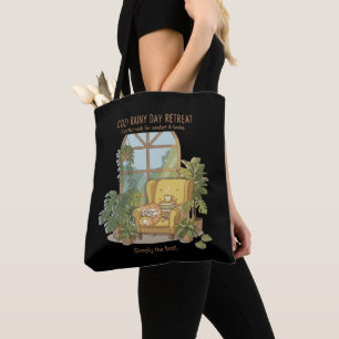 Cosy Rainy Day Retreat Cute Cat with Books Tote Bag