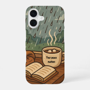 Cosy Rainy Window 'Your Peace Matters'  iPhone 16 Case