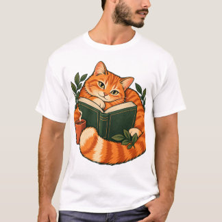 Cosy Reading Cat Book Lover T-Shirt