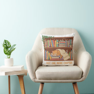 Cosy Reading Cat "Just One More Chapter" Book Love Cushion