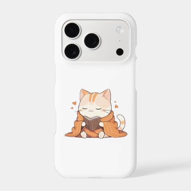Cosy Reading Cat Kawaii Bookworm Kitten Design (Back)