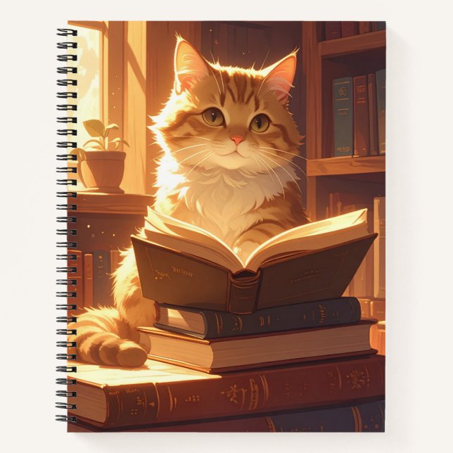 Cosy Reading Cat Notebook (Front)