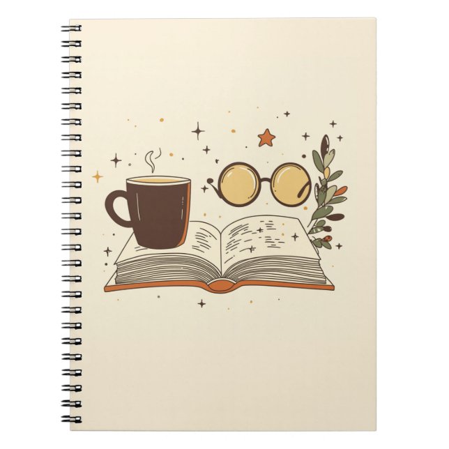 Cosy Reading Coffee Aesthetic Notebook (Front)