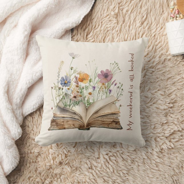 Cosy Reading Decor with Open Book & Garden Design Cushion (Blanket)