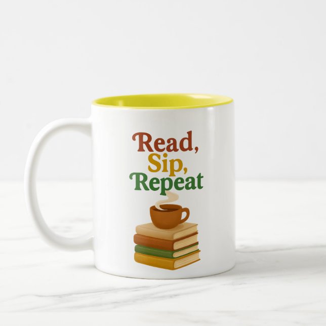 Cosy Reading Gift for Bibliophiles - Book Lover Two-Tone Coffee Mug (Left)
