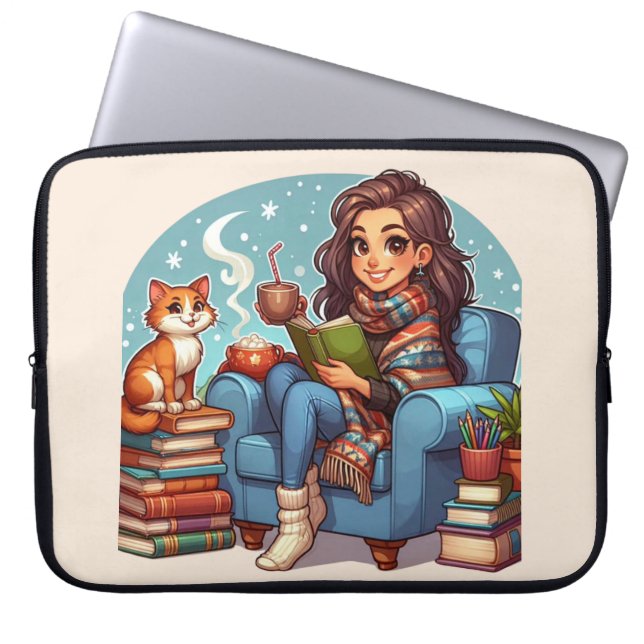 Cosy Reading Girl  Laptop Sleeve (Front)