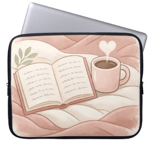 Cosy Reading Moment - Coffee and Book Lover Design Laptop Sleeve