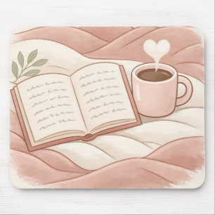Cosy Reading Moment - Coffee and Book Lover Design Mouse Pad