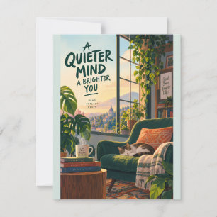 Cosy Reading Nook Illustration with Peaceful Minds Card