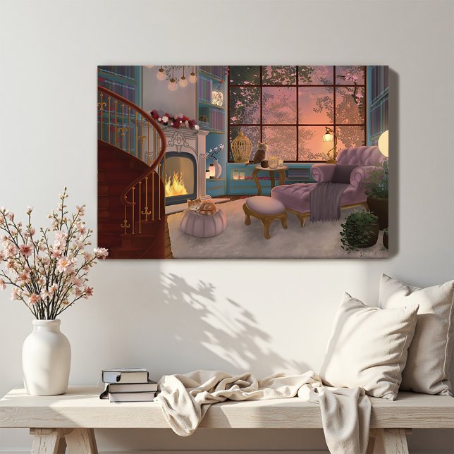 Cosy Reading Sunset Room Wall Canvas Print (Creator Uploaded)