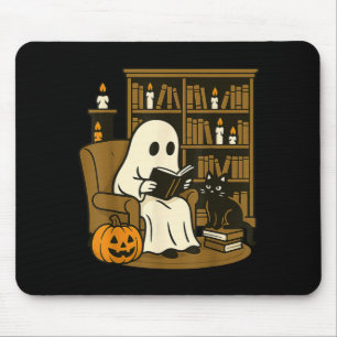 Cosy Reading With Black Cat And Pumpkin Halloween Mouse Pad