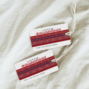 Cosy Red & Blue Sweater Merry Christmas Gift Tags