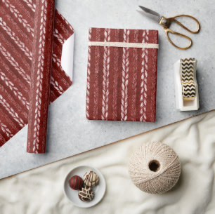 Cosy Red Braided Stripes Christmas Wrapping Paper