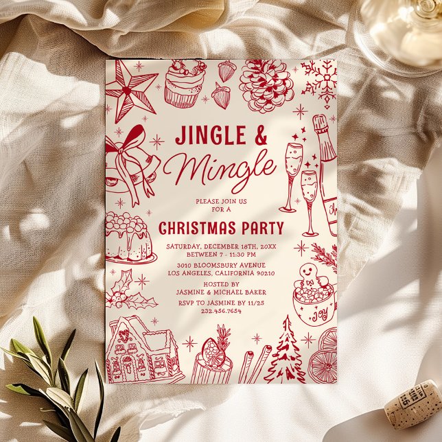 Cosy Red Doodle Christmas Party Invitation (Creator Uploaded)