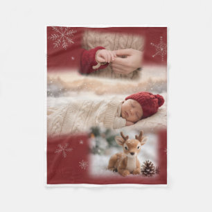 Cosy Red Holiday Baby And Toy Winter Fleece Blanke Blanket