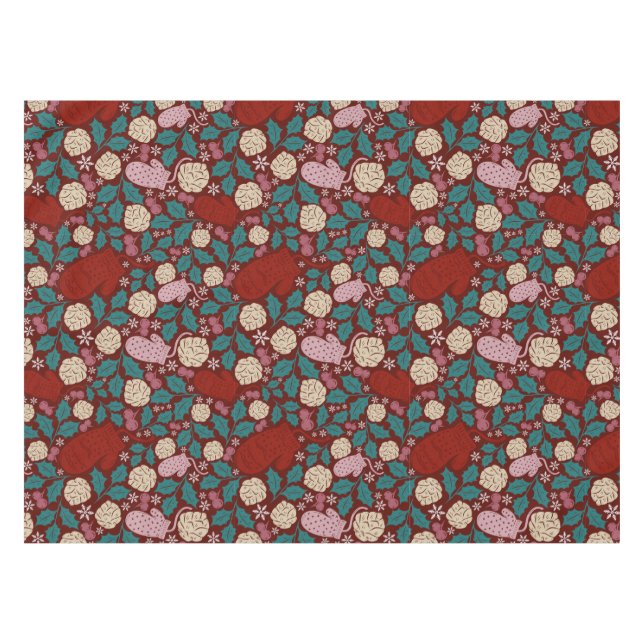 Cosy Red Vintage Christmas Pattern Tablecloth (Front (Horizontal))
