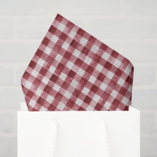 Cosy Red White Plaid Stripes Christmas Tissue Paper
